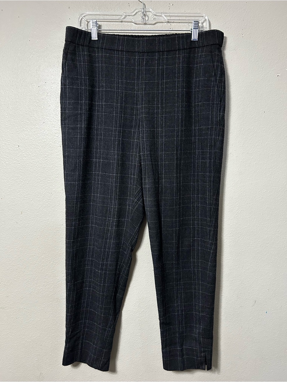Eileen Fisher Womens Charcoal Grey Windowpane Plaid Ankle Pants Tapered Size M - Picture 2 of 11